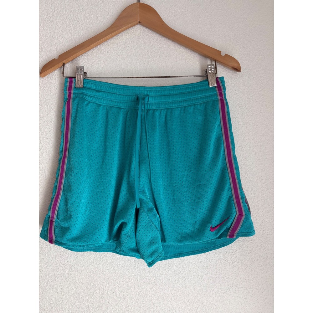 Nike Mesh Athletic Shorts Teal Blue Purple‎ Stripe Womens XS 404911-358